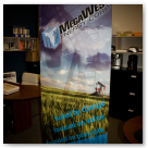 Retractable banner design for Megawest Energy.