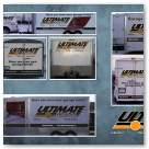 Vehicle and trailer sign designs for Ultimate Garage.